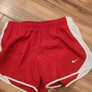 Nike Women's Red and White Athletic Shorts